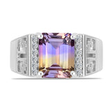 Inel din Argint 925 ( 5.32 grame ) cu Ametrin Anahi și Topaz Alb 3.32 Carate