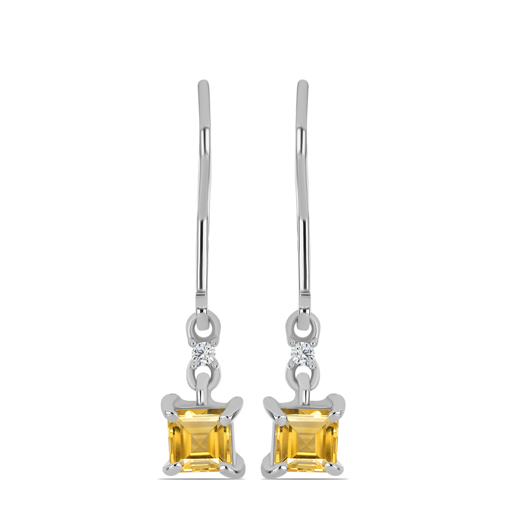 Set din Argint 925 ( 3.4 grame ) cu Citrin Ural și Topaz Alb 1.47 Carate ( Cercei+Inel+Pandantiv )