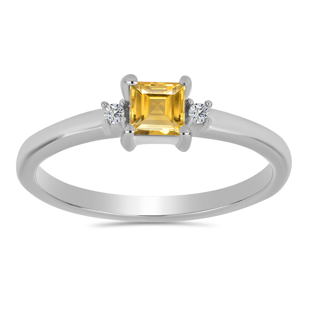 Set din Argint 925 ( 3.4 grame ) cu Citrin Ural și Topaz Alb 1.47 Carate ( Cercei+Inel+Pandantiv )