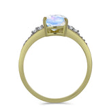Inel din Argint 925 Placat cu Aur ( 1.88 grame ) cu Piatra Lunii Curcubeu și Topaz Alb 1.66 Carate