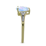 Inel din Argint 925 Placat cu Aur ( 1.88 grame ) cu Piatra Lunii Curcubeu și Topaz Alb 1.66 Carate