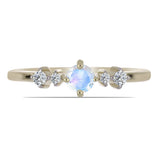 Inel din Argint 925 Placat cu Aur ( 1.57 grame ) cu Piatra Lunii Curcubeu și Topaz Alb 0.38 Carate