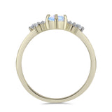 Inel din Argint 925 Placat cu Aur ( 1.57 grame ) cu Piatra Lunii Curcubeu și Topaz Alb 0.38 Carate
