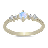 Inel din Argint 925 Placat cu Aur ( 1.57 grame ) cu Piatra Lunii Curcubeu și Topaz Alb 0.38 Carate