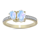 Inel din Argint 925 Placat cu Aur ( 2.12 grame ) cu Piatra Lunii Curcubeu și Topaz Alb 1.23 Carate