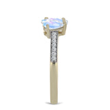 Inel din Argint 925 Placat cu Aur ( 2.12 grame ) cu Piatra Lunii Curcubeu și Topaz Alb 1.23 Carate