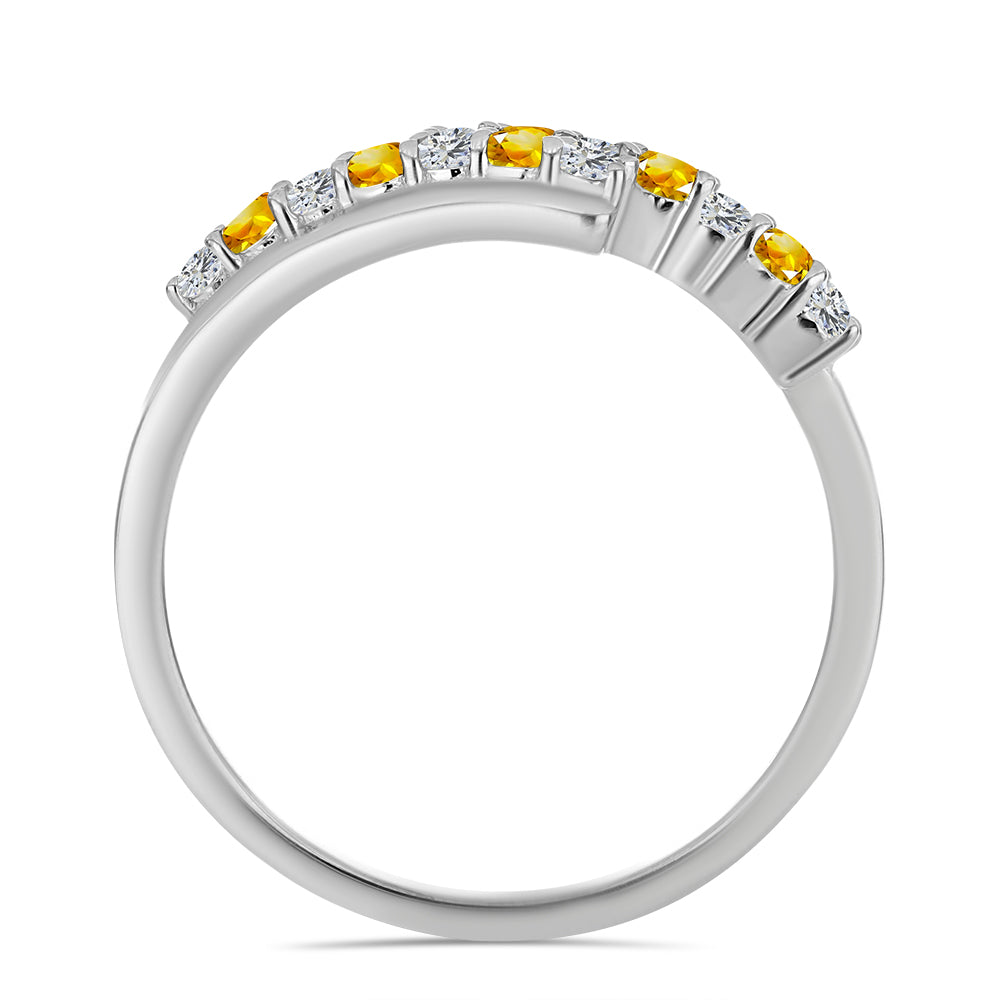 Inel din Argint 925 ( 2.2 grame ) cu Citrin Ural și Topaz Alb 0.47 Carate