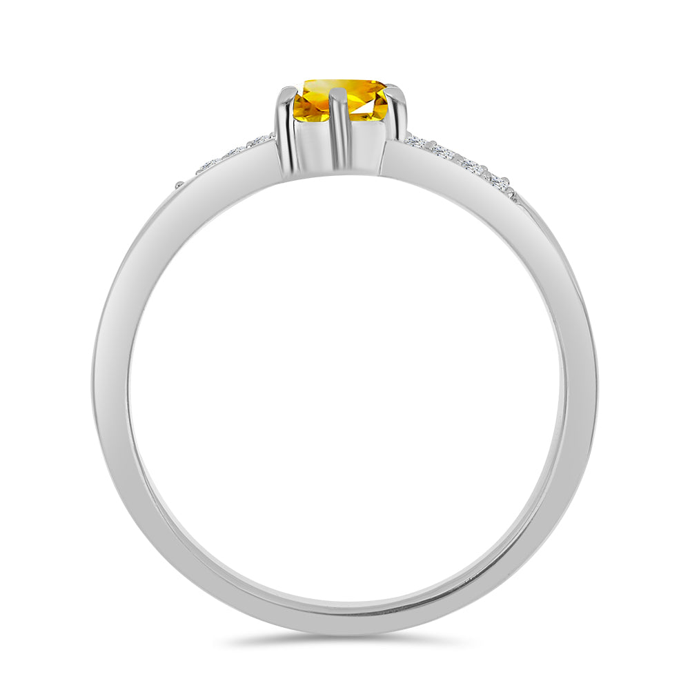 Inel din Argint 925 ( 2.09 grame ) cu Citrin Ural și Topaz Alb 0.56 Carate