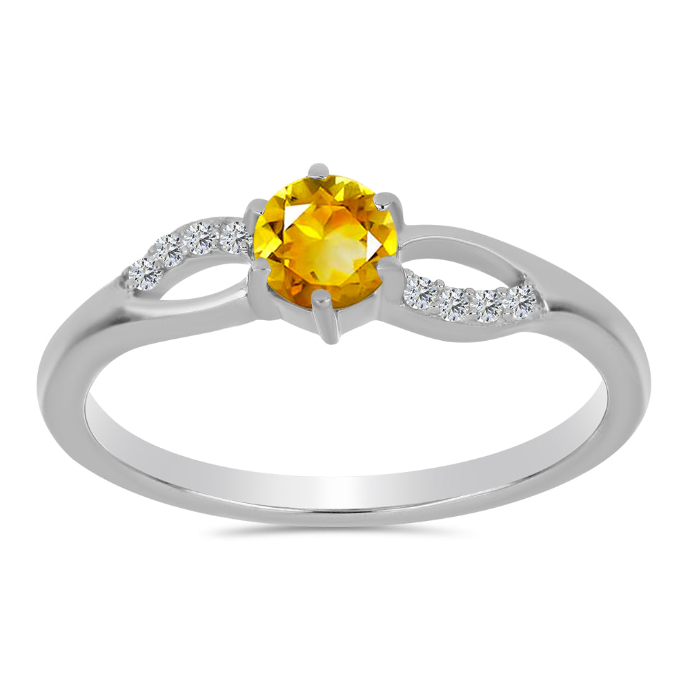 Inel din Argint 925 ( 2.09 grame ) cu Citrin Ural și Topaz Alb 0.56 Carate