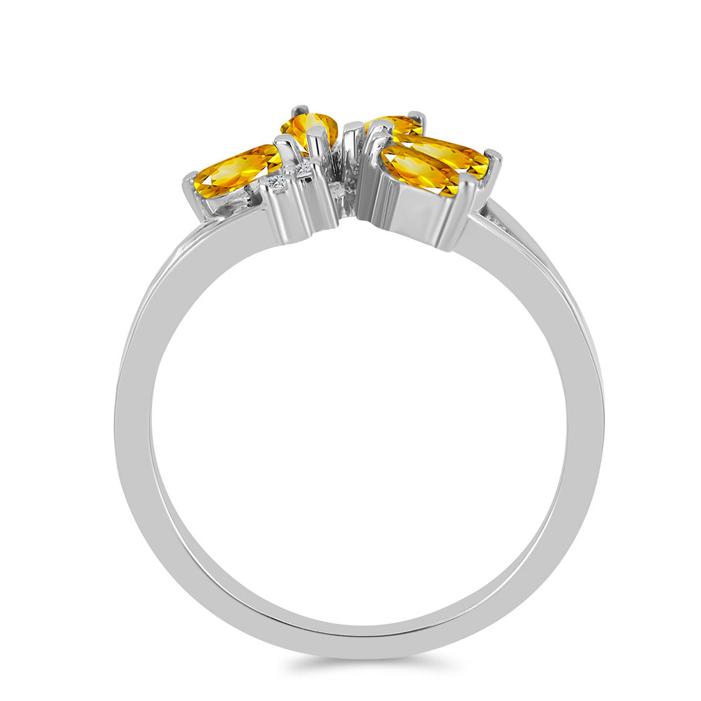Inel din Argint 925 ( 2.99 grame ) cu Citrin Ural și Topaz Alb 0.68 Carate