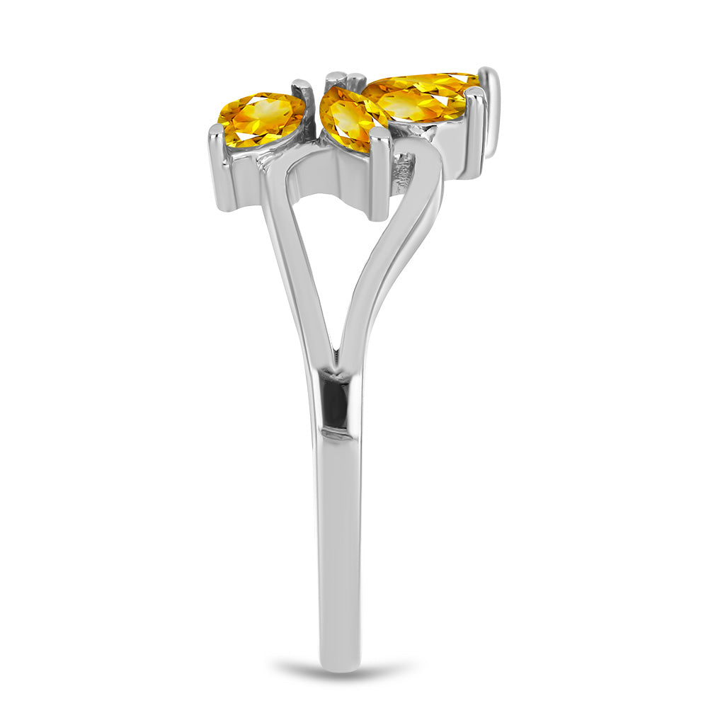 Inel din Argint 925 ( 2.99 grame ) cu Citrin Ural și Topaz Alb 0.68 Carate