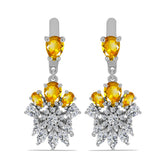 Cercei din Argint 925 ( 6.22 grame ) cu Citrin Ural și Topaz Alb 5.78 Carate