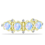 Inel din Argint 925 Placat cu Aur ( 2.65 grame ) cu Piatra Lunii Curcubeu și Topaz Alb 1.13 Carate