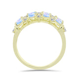 Inel din Argint 925 Placat cu Aur ( 2.65 grame ) cu Piatra Lunii Curcubeu și Topaz Alb 1.13 Carate