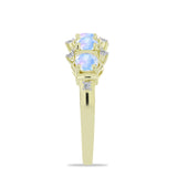 Inel din Argint 925 Placat cu Aur ( 2.65 grame ) cu Piatra Lunii Curcubeu și Topaz Alb 1.13 Carate