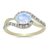 Inel din Argint 925 Placat cu Aur ( 2.52 grame ) cu Piatra Lunii Curcubeu și Topaz Alb 1.38 Carate