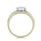 Inel din Argint 925 Placat cu Aur ( 2.52 grame ) cu Piatra Lunii Curcubeu și Topaz Alb 1.38 Carate