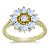 Inel din Argint 925 Placat cu Aur ( 2.72 grame ) cu Piatra Lunii Curcubeu și Topaz Alb 1.03 Carate