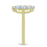 Inel din Argint 925 Placat cu Aur ( 2.72 grame ) cu Piatra Lunii Curcubeu și Topaz Alb 1.03 Carate