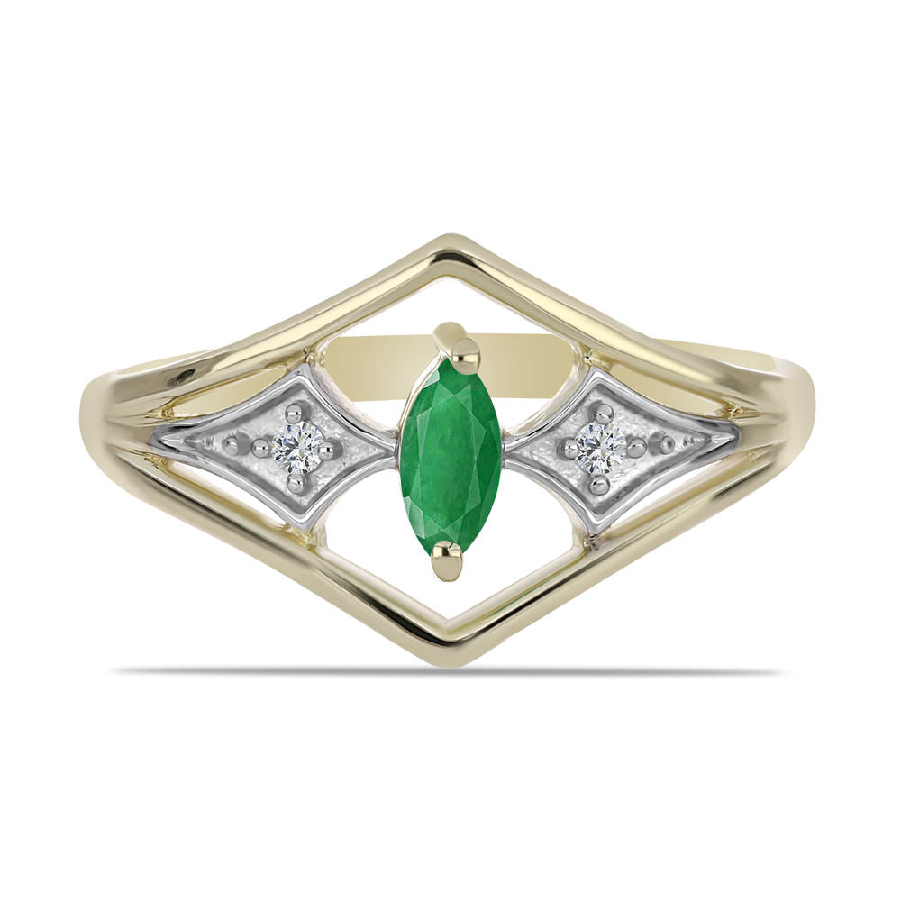 Inel din Argint 925 Placat cu Aur ( 2.5 grame ) cu Smarald Zambian și Topaz Alb 0.23 Carate