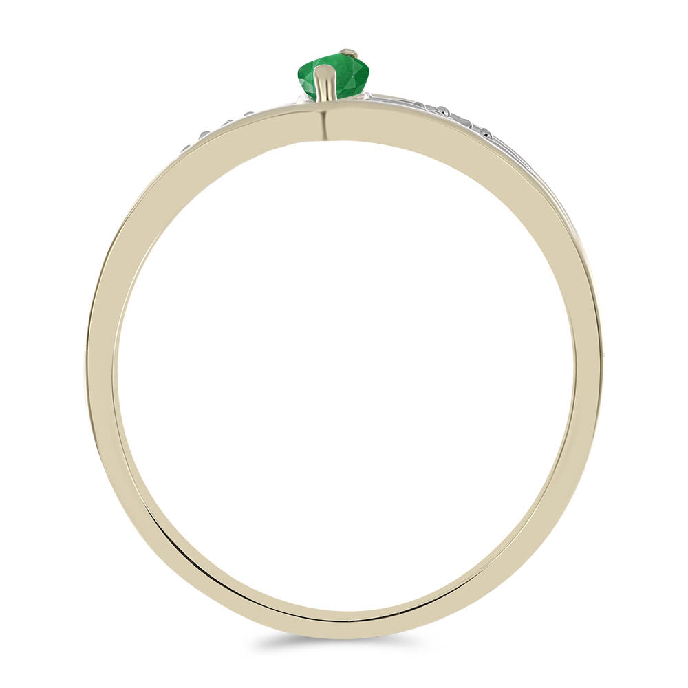 Inel din Argint 925 Placat cu Aur ( 2.5 grame ) cu Smarald Zambian și Topaz Alb 0.23 Carate