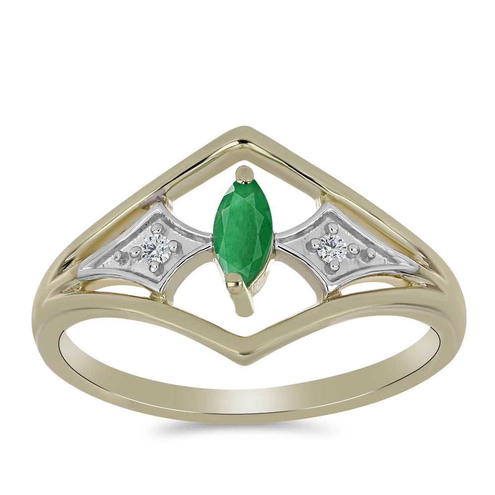 Inel din Argint 925 Placat cu Aur ( 2.5 grame ) cu Smarald Zambian și Topaz Alb 0.23 Carate