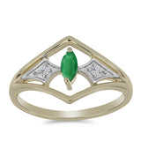 Inel din Argint 925 Placat cu Aur ( 2.5 grame ) cu Smarald Zambian și Topaz Alb 0.23 Carate