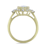 Inel din Argint 925 Placat cu Aur ( 3.1 grame ) cu Piatra Lunii Curcubeu și Topaz Alb 2.83 Carate