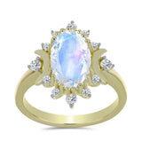 Inel din Argint 925 Placat cu Aur ( 3.1 grame ) cu Piatra Lunii Curcubeu și Topaz Alb 2.83 Carate