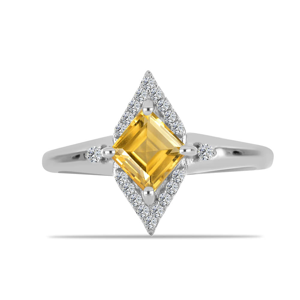 Inel din Argint 925 ( 2.25 grame ) cu Citrin Ural și Topaz Alb 1.08 Carate