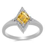 Inel din Argint 925 ( 2.25 grame ) cu Citrin Ural și Topaz Alb 1.08 Carate