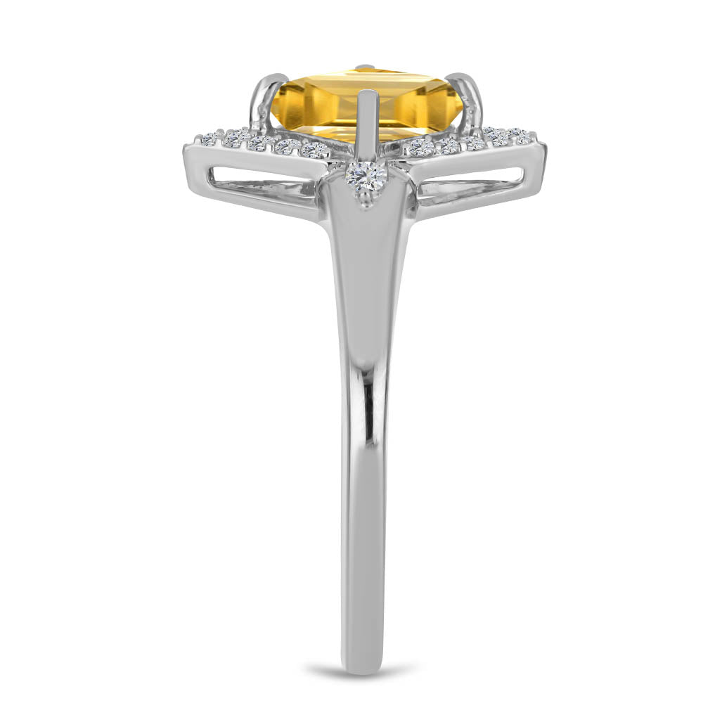 Inel din Argint 925 ( 2.25 grame ) cu Citrin Ural și Topaz Alb 1.08 Carate