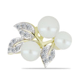Inel din Argint 925 Placat cu Aur ( 4.35 grame ) cu Perlă de Apă Dulce Albă și Topaz Alb 6.37 Carate