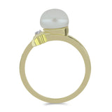 Inel din Argint 925 Placat cu Aur ( 2.65 grame ) cu Perlă de Apă Dulce Albă și Topaz Alb 2.86 Carate