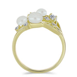 Inel din Argint 925 Placat cu Aur ( 3.79 grame ) cu Perlă de Apă Dulce Albă și Topaz Alb 4.82 Carate