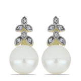 Cercei din Argint 925 Placat cu Aur ( 2.84 grame ) cu Perlă de Apă Dulce Albă și Topaz Alb 5.82 Carate