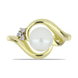 Inel din Argint 925 Placat cu Aur ( 3.71 grame ) cu Perlă de Apă Dulce Albă și Topaz Alb 2.74 Carate