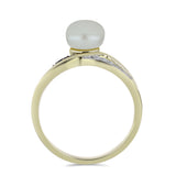 Inel din Argint 925 Placat cu Aur ( 2.64 grame ) cu Perlă de Apă Dulce Albă și Spinel Negru 2.95 Carate