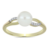 Inel din Argint 925 Placat cu Aur ( 2.11 grame ) cu Perlă de Apă Dulce Albă și Topaz Alb 2.75 Carate