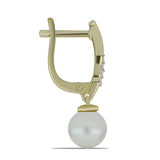 Cercei din Argint 925 Placat cu Aur ( 2.89 grame ) cu Perlă de Apă Dulce Albă și Topaz Alb 6.16 Carate