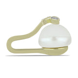 Pandantiv din Argint 925 Placat cu Aur ( 1.39 grame ) cu Perlă de Apă Dulce Albă și Topaz Alb 5.67 Carate