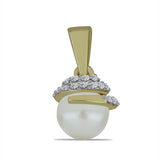 Pandantiv din Argint 925 Placat cu Aur ( 1.19 grame ) cu Perlă de Apă Dulce Albă și Topaz Alb 3.37 Carate