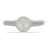 Inel din Argint 925 Placat cu Aur ( 2.07 grame ) cu Perlă de Apă Dulce Albă și Topaz Alb 2.84 Carate