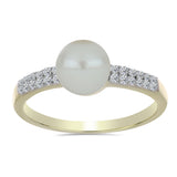 Inel din Argint 925 Placat cu Aur ( 2.07 grame ) cu Perlă de Apă Dulce Albă și Topaz Alb 2.84 Carate