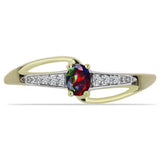 Inel din Argint 925 Placat cu Aur ( 1.65 grame ) cu Opal Etiopian Negru Lega Dembi și Topaz Alb 0.14 Carate