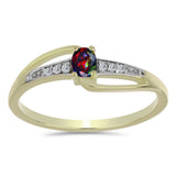 Inel din Argint 925 Placat cu Aur ( 1.65 grame ) cu Opal Etiopian Negru Lega Dembi și Topaz Alb 0.14 Carate