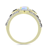 Inel din Argint 925 Placat cu Aur ( 4.7 grame ) cu Piatra Lunii Curcubeu și Spinel Negru 3.02 Carate
