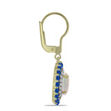 Cercei din Argint 925 Placat cu Aur ( 3.67 grame ) cu Piatra Lunii Curcubeu și Safir Albastru Australian 6.08 Carate