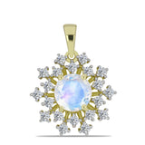 Pandantiv din Argint 925 Placat cu Aur ( 1.76 grame ) cu Piatra Lunii Curcubeu și Topaz Alb 1.79 Carate