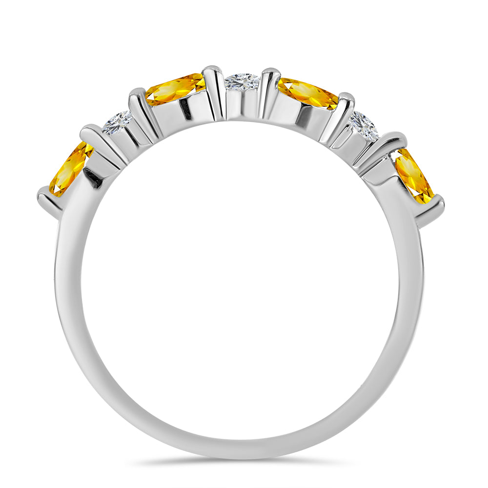 Inel din Argint 925 ( 1.65 grame ) cu Citrin Ural și Topaz Alb 0.42 Carate
